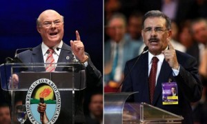 El expresidente y aspirante por el opositor Partido Revolucionario Dominicano (PRD), Hipólito Mejía (izquierda en la imagen), y el candidato del oficialista Partido de la Liberación Dominicana (PLD), Danilo Medina (derecha en la foto) figuran como los favoritos en los sondeos dados a conocer hasta el momento