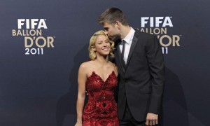 Piqué y Shakira, durante la ceremonia del Balón de Oro 2011