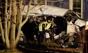 Estado en que quedó la furgoneta tras el accidente. Foto: Dave Chidley / CP