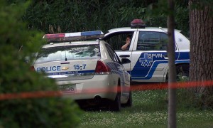 La policía de Montreal acordonó el lugar donde al parecer fue encontrada la cabeza o parte de ella, del estudiante chino que fue descuartizado.