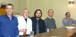 Parte de los integrantes de la Comisión Directiva del “C.D.C. Ciudad de Quito” (izquierda a derecha) Wilson Cardozo, Eduardo Rodríguez, José Llerena, Galo Torres y Galo Jaramillo.